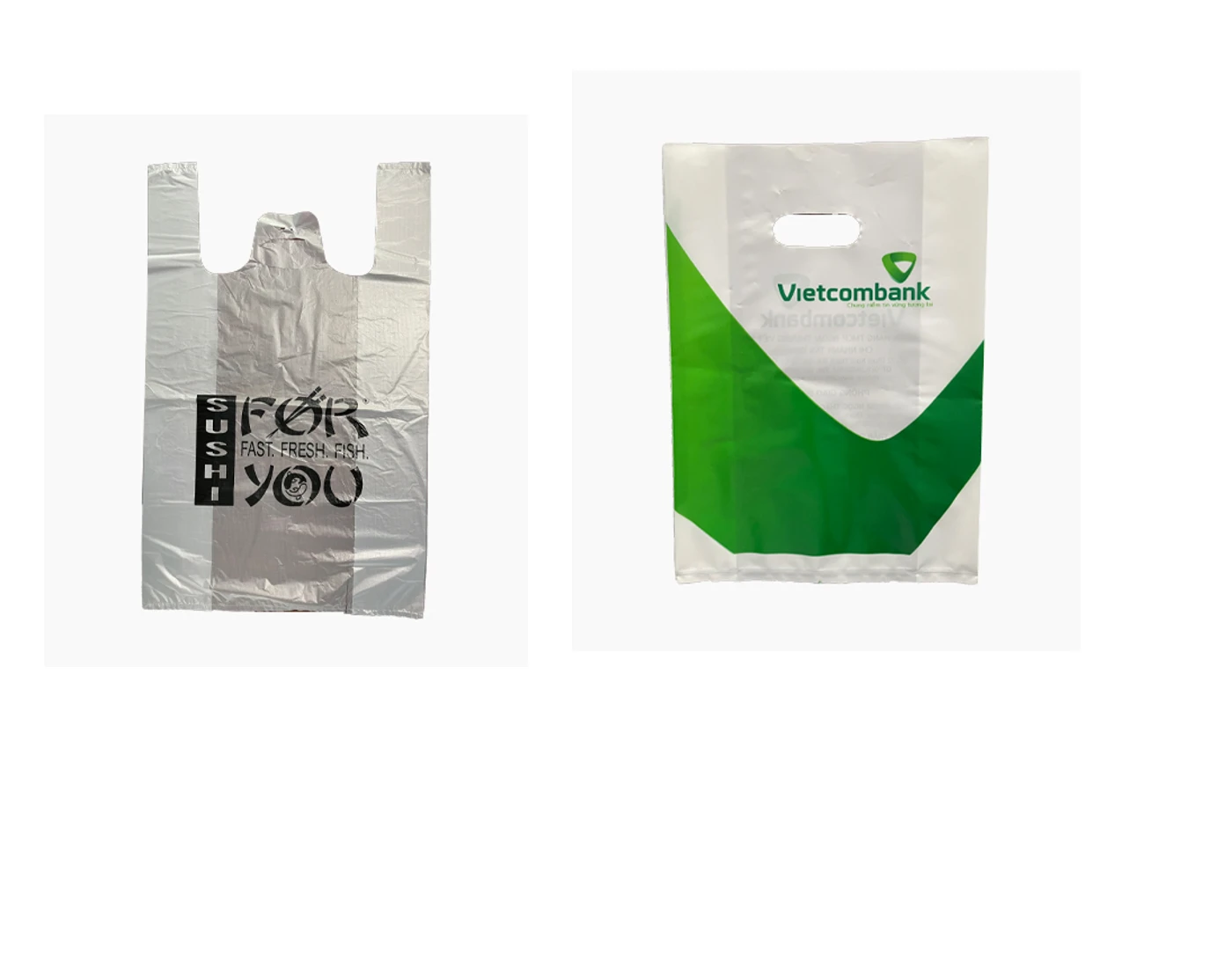 HDPE T-shirt and PE die-cut carrier bag examples