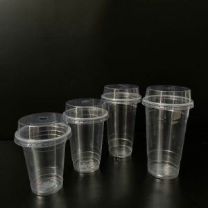 PP Plastic Flat-Bottom Cup with Dome Lid 360ml/500ml/600ml/700ml